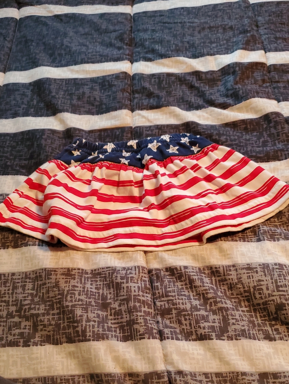 Girls Navy, Red & White Star-Striped Skirt, w/attached Shorts - Patriotic Print